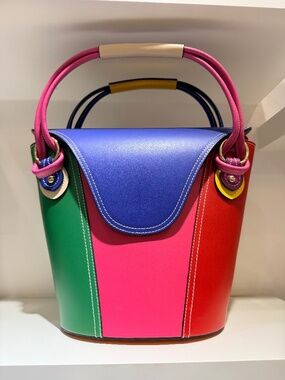 NWT Italian Leather Colorful Women's Handbag Florence Besso Dolce Mondo GVR